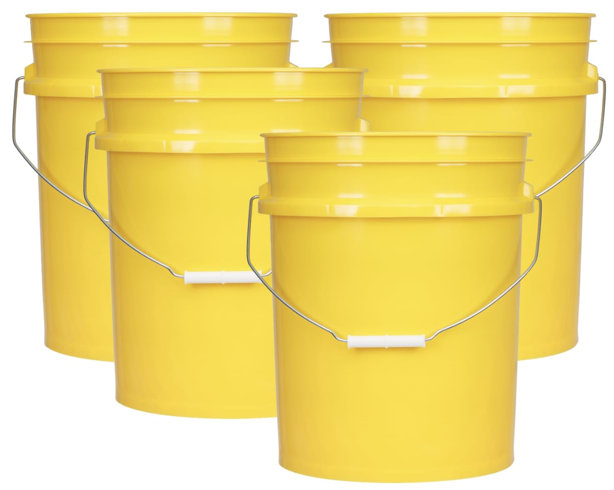 House Naturals 5 Gallon Premium HPDE Plastic Bucket - Made in USA Food Grade Container, BPA Free All Purpose Pail (5, Red)