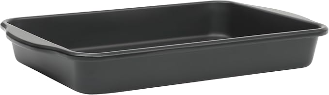 Oster Teston 8-Inch Square Cake Pan, Nonstick Carbon Steel Baking Pan, Matte Black, PFAS-Free, Oven-Safe, Easy Release Bakeware