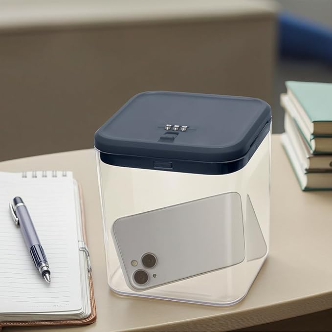 EMLTHORYClear Medicine Lock Box with code, Small Food Snack Phone medication Lock Boxes for Personal Items Combination Electronics Organizer,Phone Jail,Gaming Device Lockable Boxes