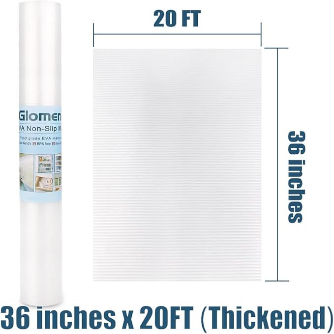 Shelf Liner, Non-Slip Cabinet Liner, Washable Oil-Proof for Kitchen Cabinet, Shelves, Refrigerator, Storage, Desks, 36 Inches x 20 FT, Non Adhesive Drawers Liner… (36 Inches x 20 FT, Thickened)