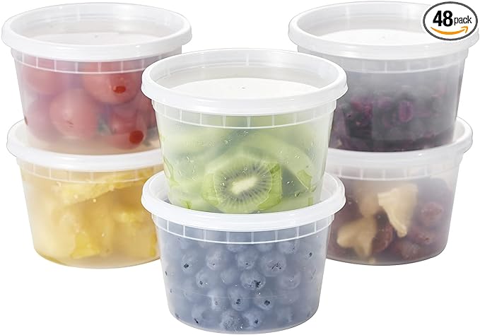 [240Set-8oz] Plastic Deli Food Storage Containers With Lids Disposable Clear Small Togo Jars Bowls For Soup, Meal Prep, Slime | BPA Free | Stackable | Leakproof | Microwave | Dishwasher | Freezer Safe