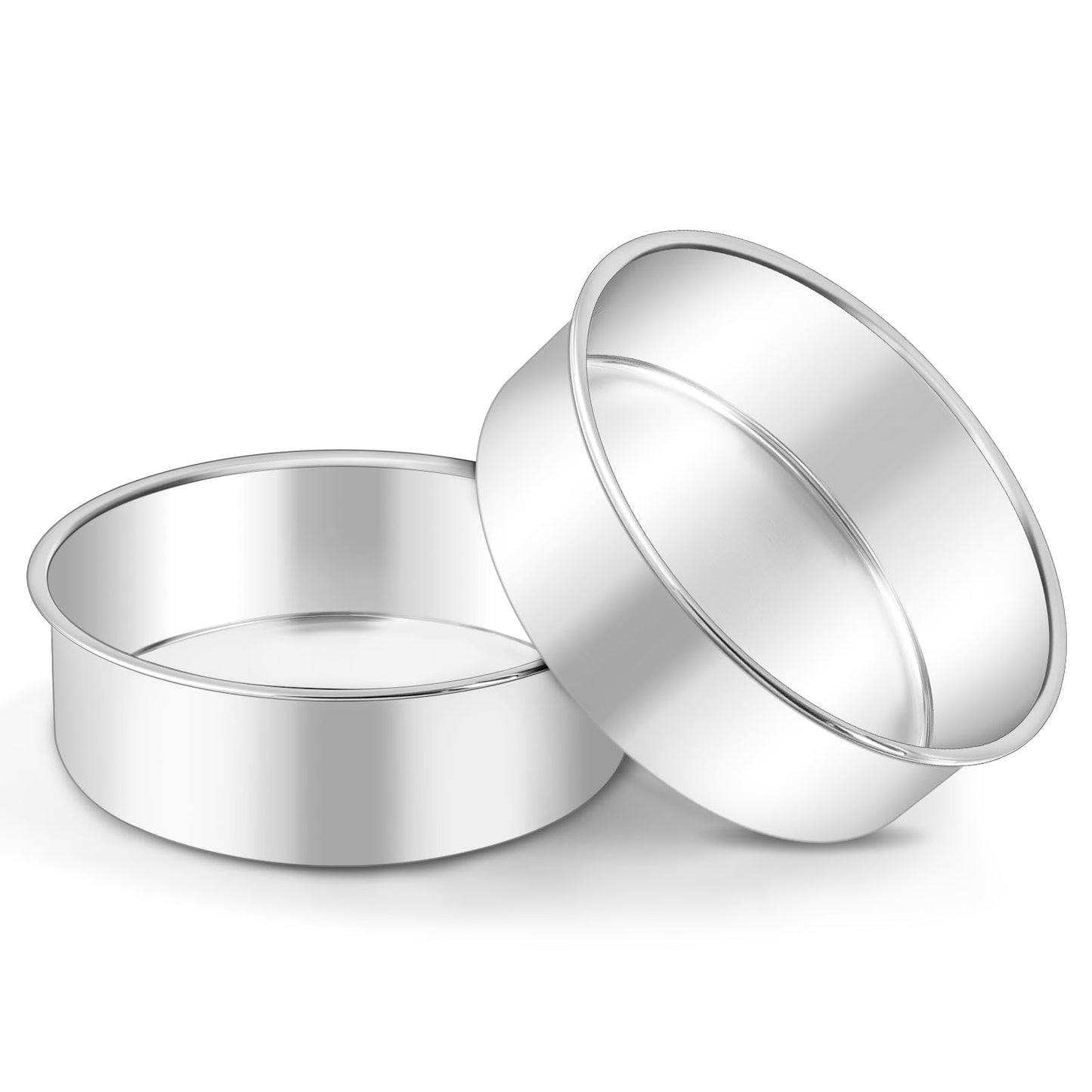 LIANYU 9 Inch Round Cake Pan Set of 2, Stainless Steel Layer Pan for Baking