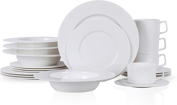 Stone Lain Madeline Formal Bone China Dinnerware Set 32 Piece Service for 8, White