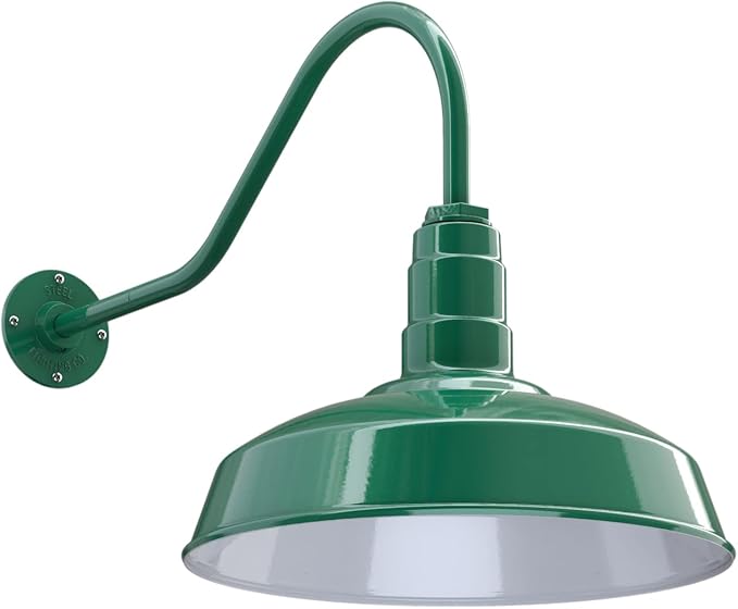 11" Straight Arm Barn Light Outdoor | Farmhouse | Modern Gray/Brass