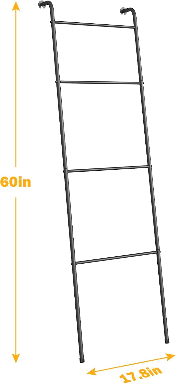 2 Pack Blanket Ladder Outdoor Towel Rack for Pool, Decorative Metal Holder for The Living Room Bathroom, Black