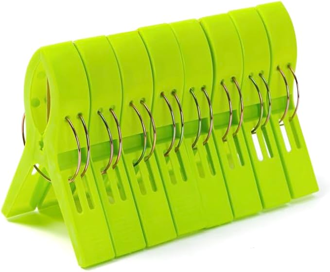 JABINCO Beach Towel Clips Chair Clips Towel Holder,Plastic Clothes Pegs Hanging Clip Clamps (Pack of 8)