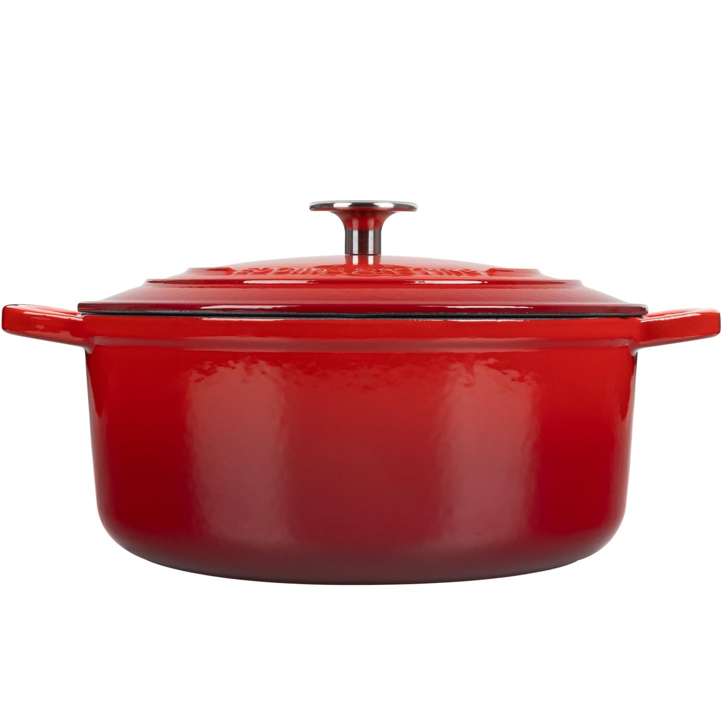 EDGING CASTING Enameled Cast Iron Dutch Oven, 5.5 Quart, Round Dutch Ovens Pot with Dual Handle for Bread Baking, Dutch Ovens with Lid, Bread Oven, Red