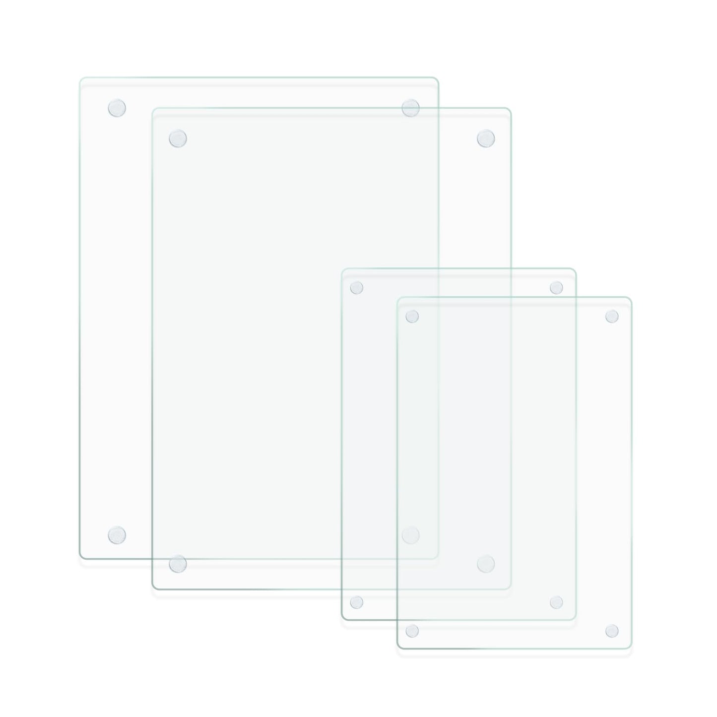 Mymonfif Tempered Glass Cutting Board for Kitchen, Clear Glass Board for Countertop, with Non-Slip Feet, Heat Resistant, Large Size 12x16" 2Pcs, Small Size 12x8" 2Pcs