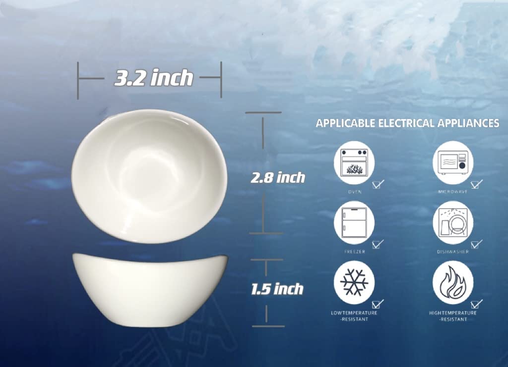 Holitika Soy Sauce Dishes Set of 6, 1oz Small Japanese Dipping Bowls for Sushi & Charcuterie, White Porcelain Sauce Cups, Microwave & Dishwasher Safe