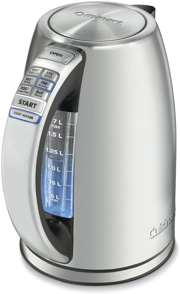 Cuisinart PerfecTemp 1.7-Liter Electric Kettle, Cordless Electric Tea Kettle, 1500W for Fast Heat-Up, 6 Preset Temperatures, 30-Minute Keep Warm, Stay Cool Nonslip Handle, Red Stainless