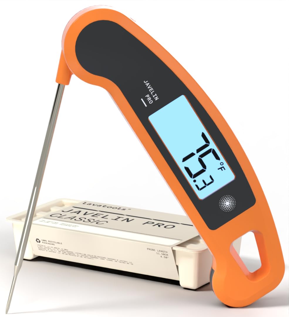 Lavatools Javelin® PRO Classic Ultra-Fast 2-Second Professional Digital Instant Read Meat Thermometer for Grill and Cooking, Auto-Rotating Backlit Display, IP65 Water Resistant, NSF Certified – Maize
