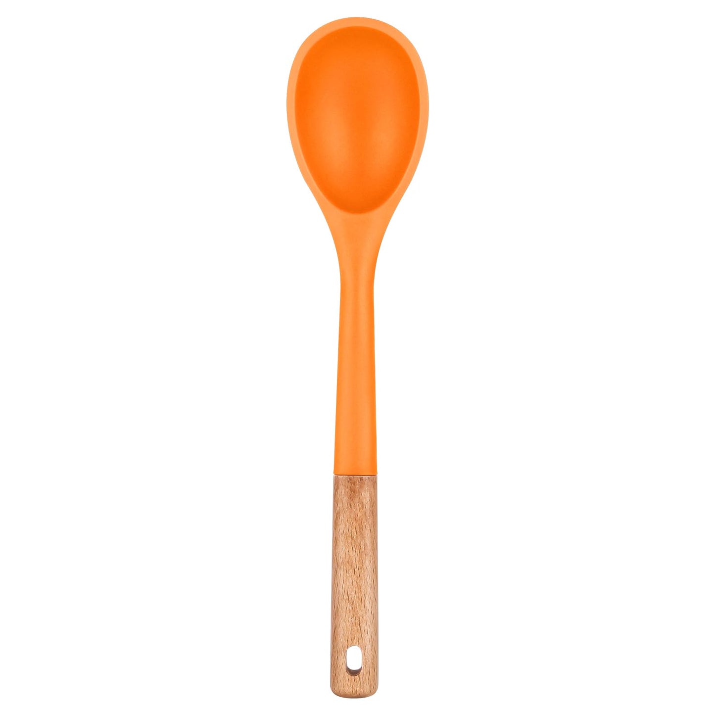 Badiano Large Silicone Cooking Spoons, Nonstick Solid Wooden Handle,13.2in