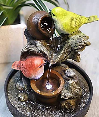 Ferrisland Indoor Tabletop Water Fountain, Desktop & Table Waterfall Fountains, Relaxation Fengshui Home Decor with LED Light for Home Office Bedroom House Warming Gift Idea