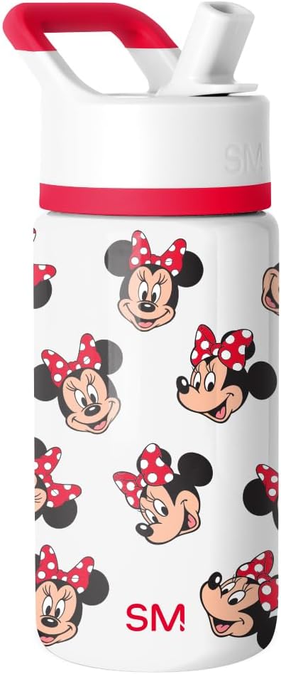 Simple Modern Kids Summit Water Bottle with Straw Lid | Disney Minnie Mouse 14oz Stainless Steel Cup Insulated Tumbler for Girls, School | Minnie Mouse Fun