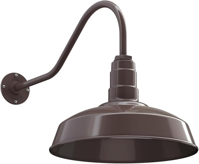 11" Straight Arm Barn Light Outdoor | Farmhouse | Modern Gray/Brass