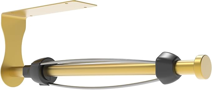 SetSail Paper Towel Holder, Single Hand Operable Paper Towel Holder Under Cabinet with Adjustable Damper Easy Tear Wall Mount Self-Adhesive or Drilled for Kitchen Bathroom, Gold