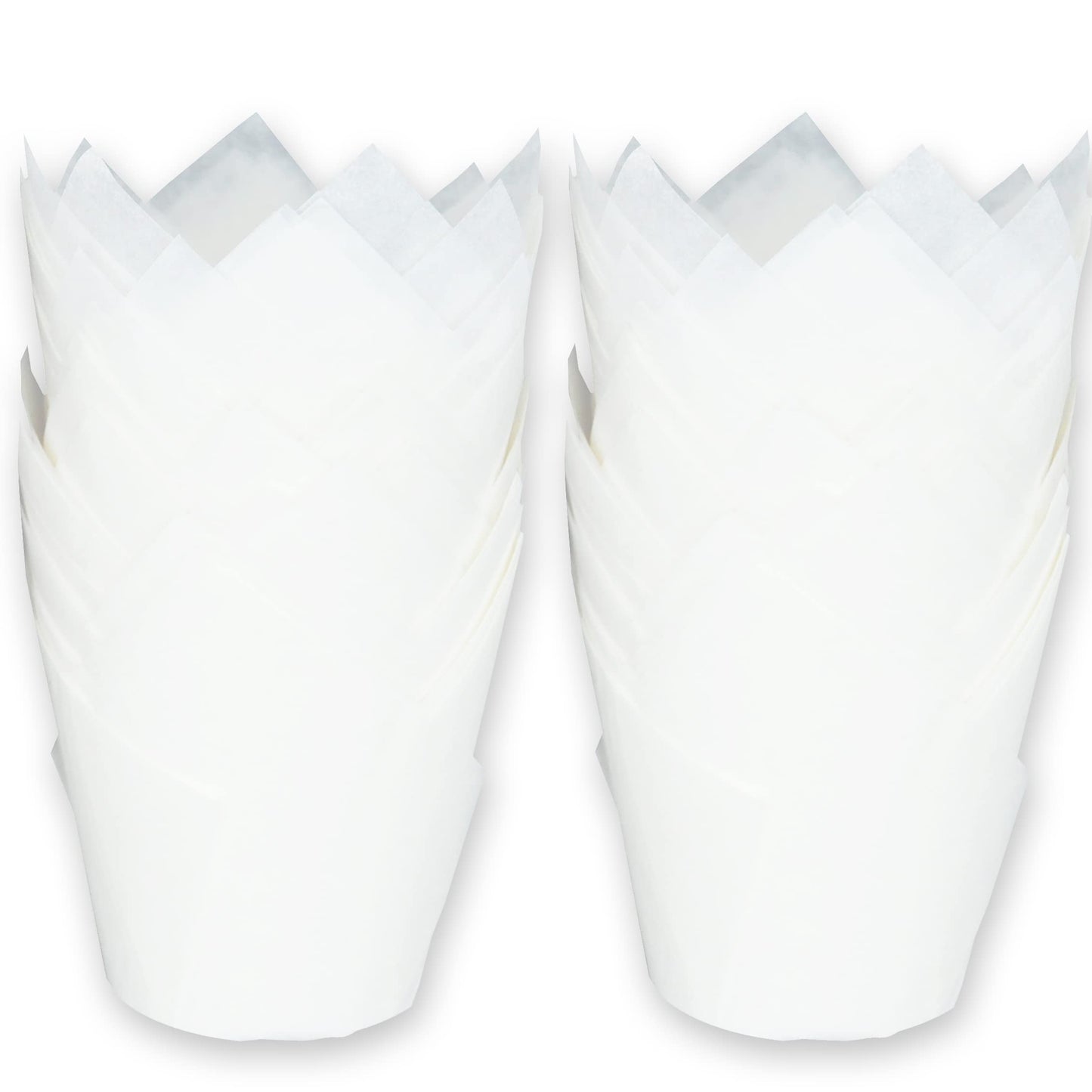 MyBakning Large size White+Brown Tulip Baking Cups 2-1/4"(Base diameter) x 4"(Wall height) Greaseproof paper baking cupcake Muffin liners, Case of 130 pcs