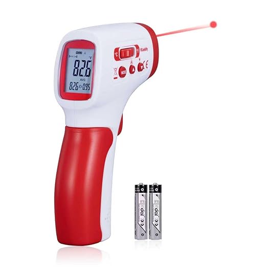 VCooklify Infrared Thermometer for Meat,Laser Temperature Gun,-58~1112°F,DS 12:1 Digital IR Temp Gun with Adjustable Emissivity&High/Low Alarm,LCD Display Thermal Gun for Food Oven Cooking HVAC