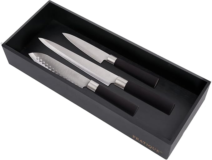 PRATIQUE Bamboo Drawer Organizer - Kitchen Utensil Organizer Silverware Tray Cutlery Holder，Office Desk Supplies and Accessories (12x3x2.6 inch)