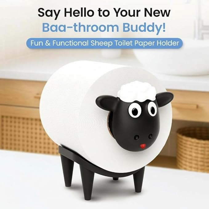 Sheep Toilet Paper Holder 1 Pack, Cute Animal Toilet Paper Holder, Unique Farmhouse Bathroom Decor and Accessories, Modern Tissue Roll Storage, Funny Home Gift Set