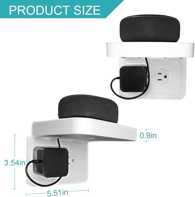 Outlet Shelf, Bathroom Wall Holder with Built-in Cable Management, Wall Organizer for Smart Home Decor Space Saving Electric Toothbrush Use as Echo Holder (Horizontal Duplex Standard, 1, Pack)