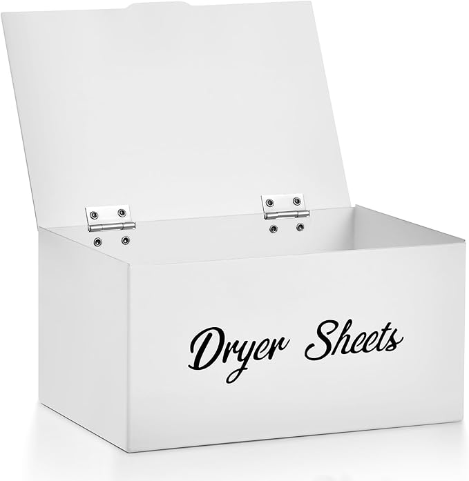 Dryer Sheet Holder for Laundry Room ,Metal Dryer Sheet Container with lid,Dryer Sheet Dispenser for Laundry Storage Organizition, Dryer Sheet Box,Fabric Sheet Holder,Laundry Detergent Sheets Dispenser