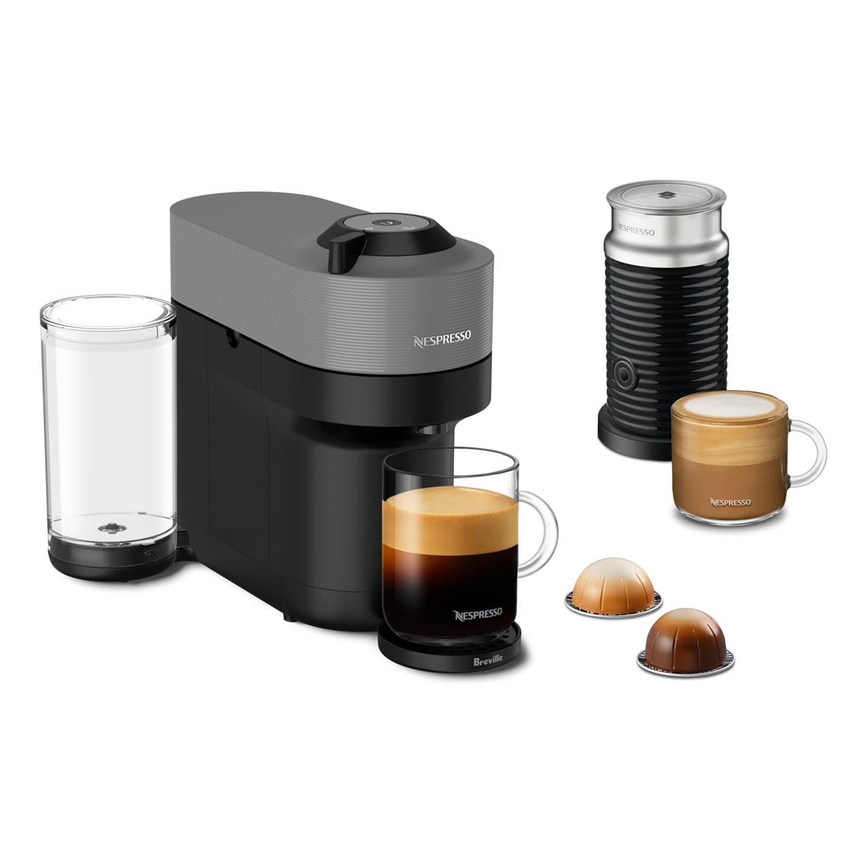 Nespresso Vertuo Pop+ Coffee Machine with Milk Frother, Dark Grey