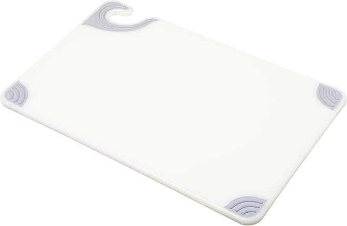 San Jamar Saf-T-Grip Plastic Cutting Board with Safety Hook, 12" x 18" x 0.5", Green
