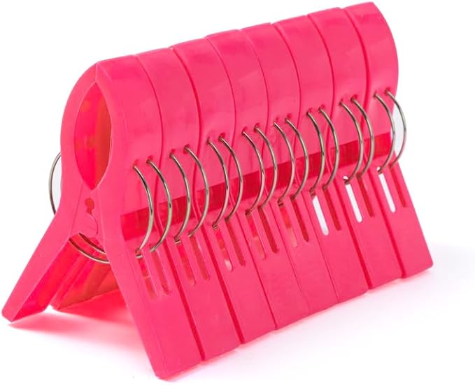 JABINCO Beach Towel Clips Chair Clips Towel Holder,Plastic Clothes Pegs Hanging Clip Clamps (Pack of 8)