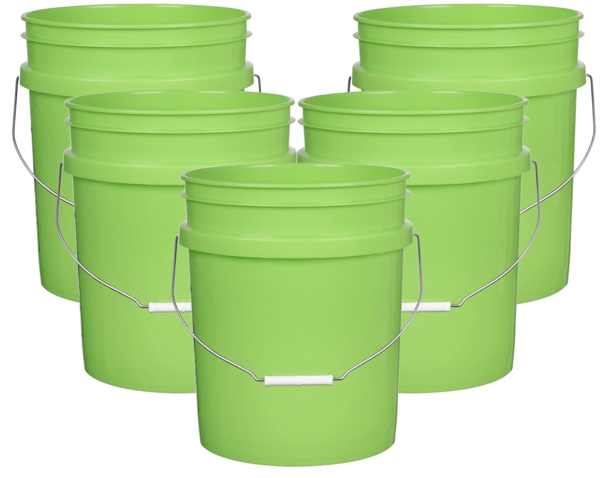 House Naturals 5 Gallon Premium HPDE Plastic Bucket - Made in USA Food Grade Container, BPA Free All Purpose Pail (5, Red)