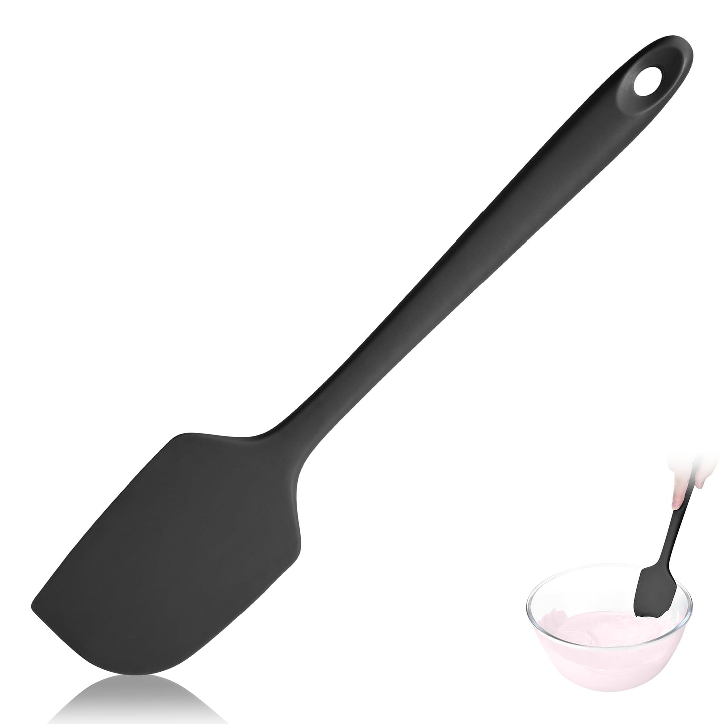 Lilybeam 600ºF Heat Resistant Silicone Spatula Spoonula Set of 2, Black