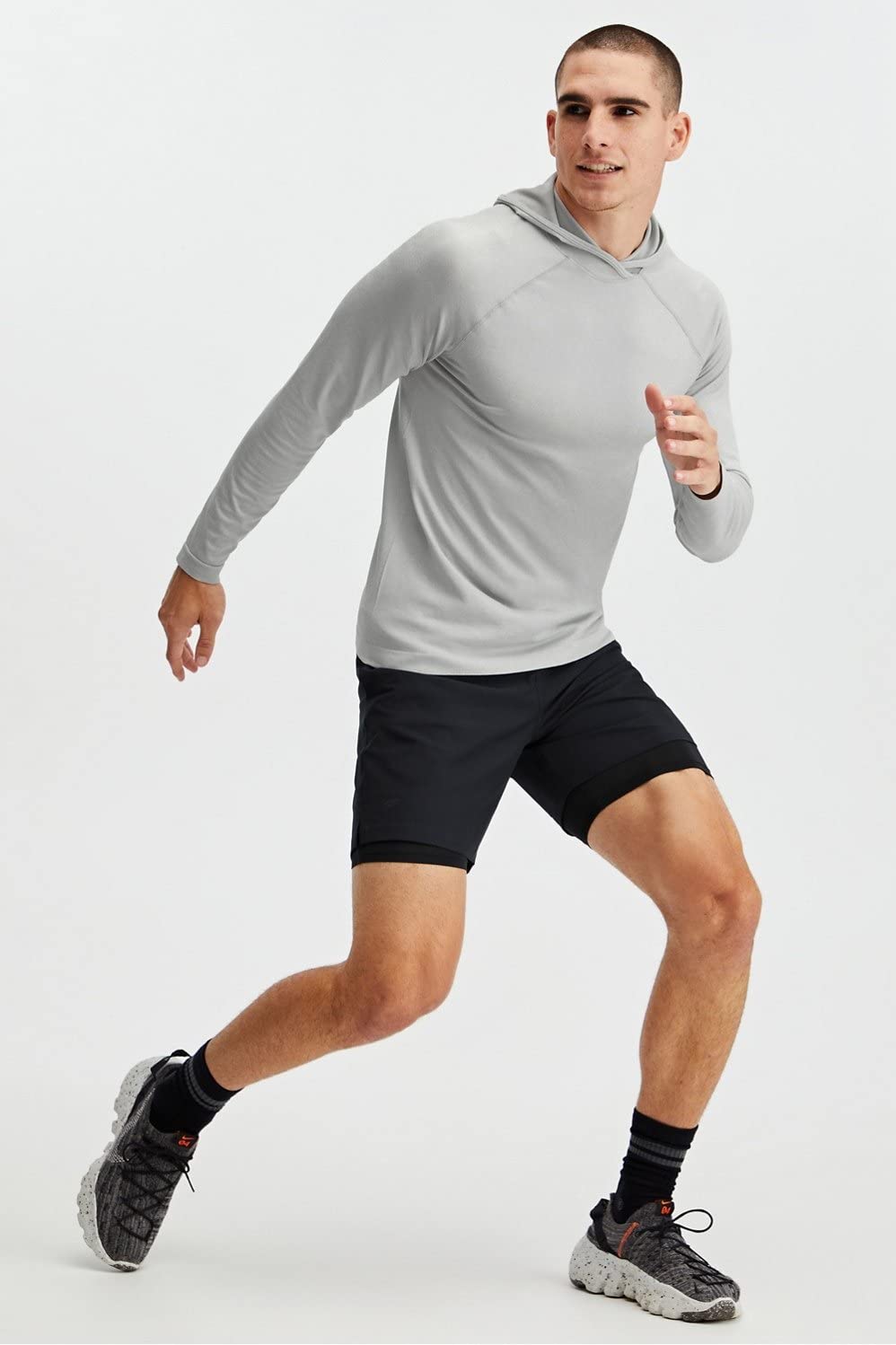Fabletics Men's The Fundamental Short (Lined), Workout, Running, Training, Gym, Yoga, Ultra Lightweight, Athletic, 9" Inseam, XS, Black
