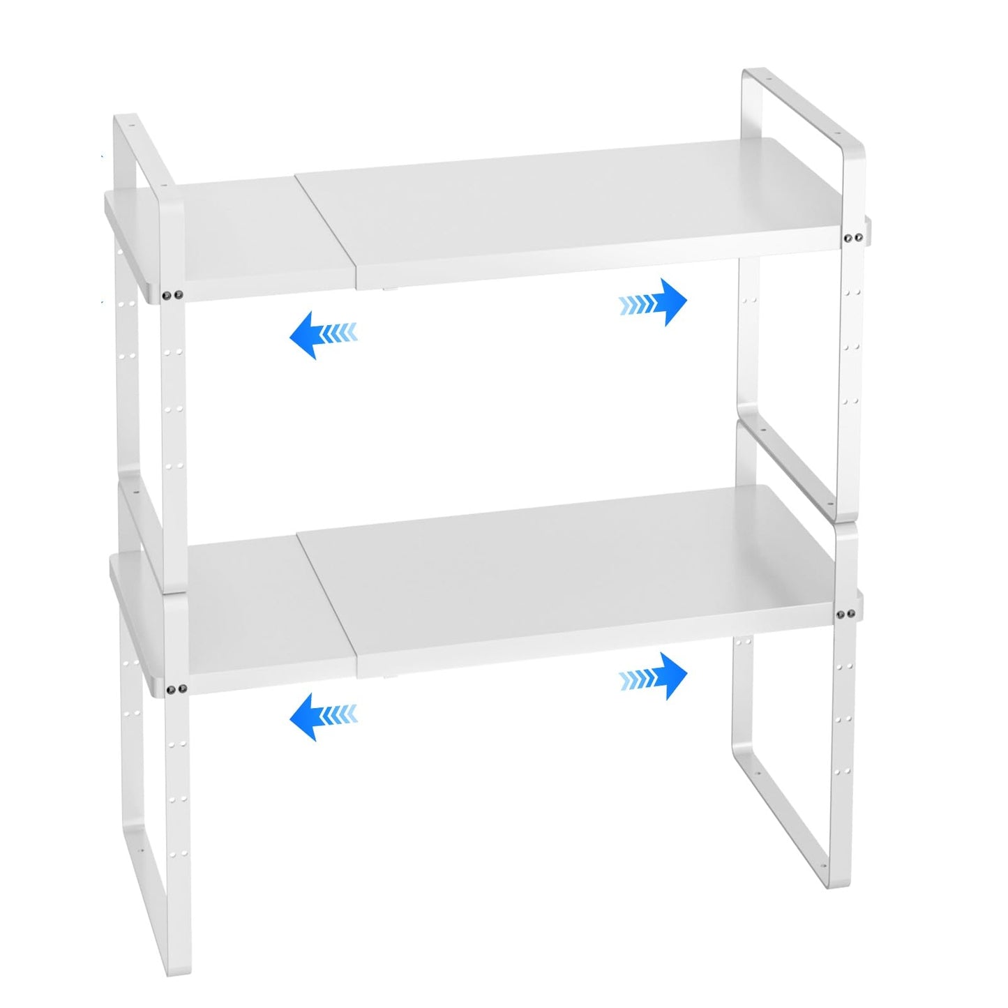 KIKIBRO Expandable Cabinet Shelf Organizer, Stackable Kitchen Pantry Counter Storage, Adjustable Closet Cupboard Stand Rack Risers Spice Organization 80LBS Heavy Duty Black Large 2 Pack
