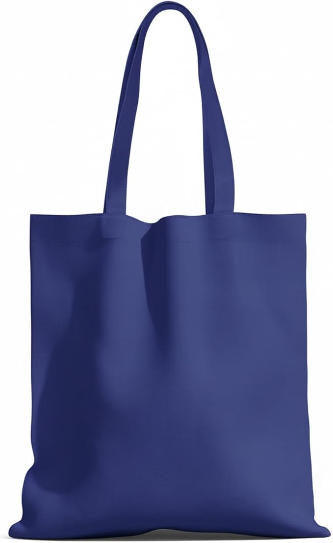 MOLOVA 1 Pack Available Premium Canvas Reusable Tote Gift Bags,Made of Natural Canvas with Handle,Work,DIY,Shopping(Navy Blue)
