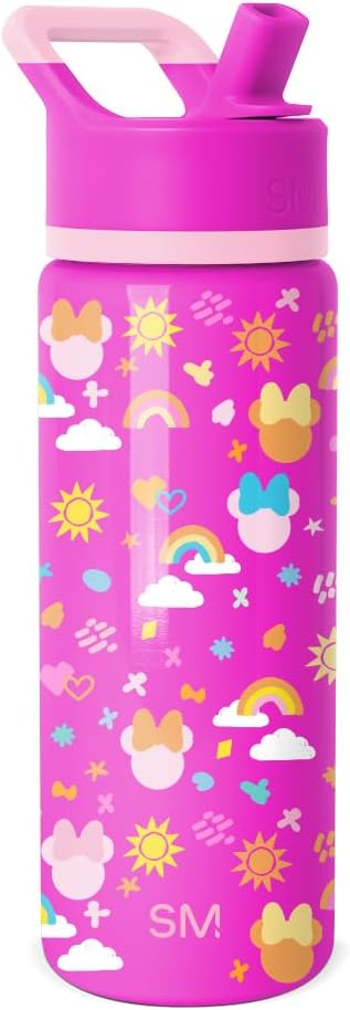 Simple Modern Kids Summit Water Bottle with Straw Lid | Disney Mickey Mouse 18oz Stainless Steel Cup Insulated Tumbler for Boys, Girls, School | Minnie Doodle