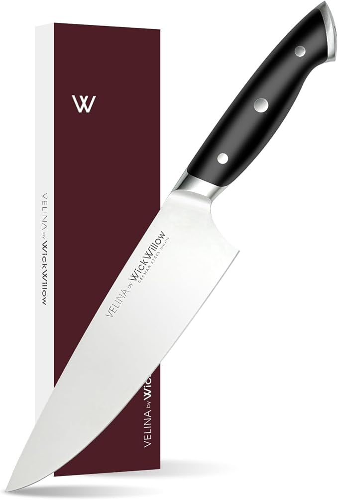 WICKWILLOW 8” Chef Knife – Ultra Sharp German Steel, Ergonomic Handle