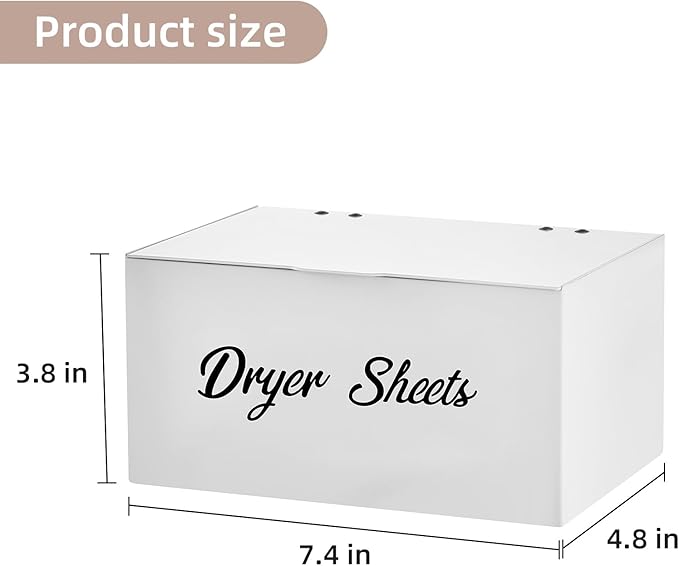 Dryer Sheet Holder for Laundry Room ,Metal Dryer Sheet Container with lid,Dryer Sheet Dispenser for Laundry Storage Organizition, Dryer Sheet Box,Fabric Sheet Holder,Laundry Detergent Sheets Dispenser