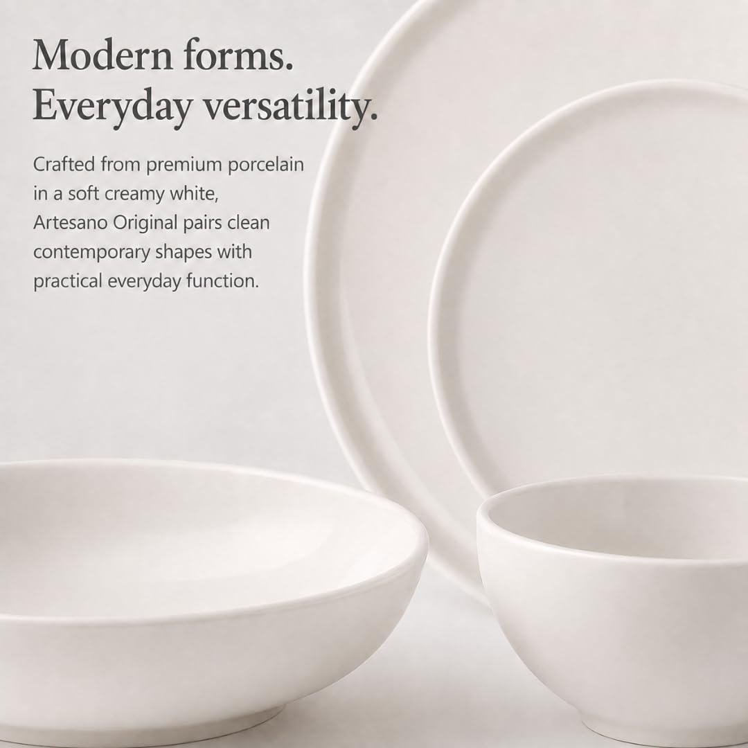 Villeroy & Boch Artesano Original 16 Piece Dinnerware Set, Creamy White