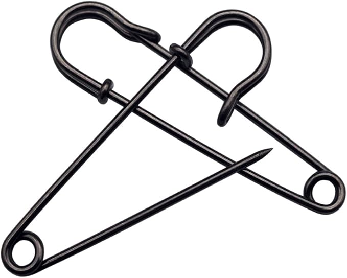 15Pcs Large Safety Pins, 2‘’ Heavy Duty Steel Safety Pins for Clothes, Ideal for Leather, Canvas, and Wool, Sharp Tip for Secure Hold, Perfect for Clothing, Diapers, Blankets, and More, Black