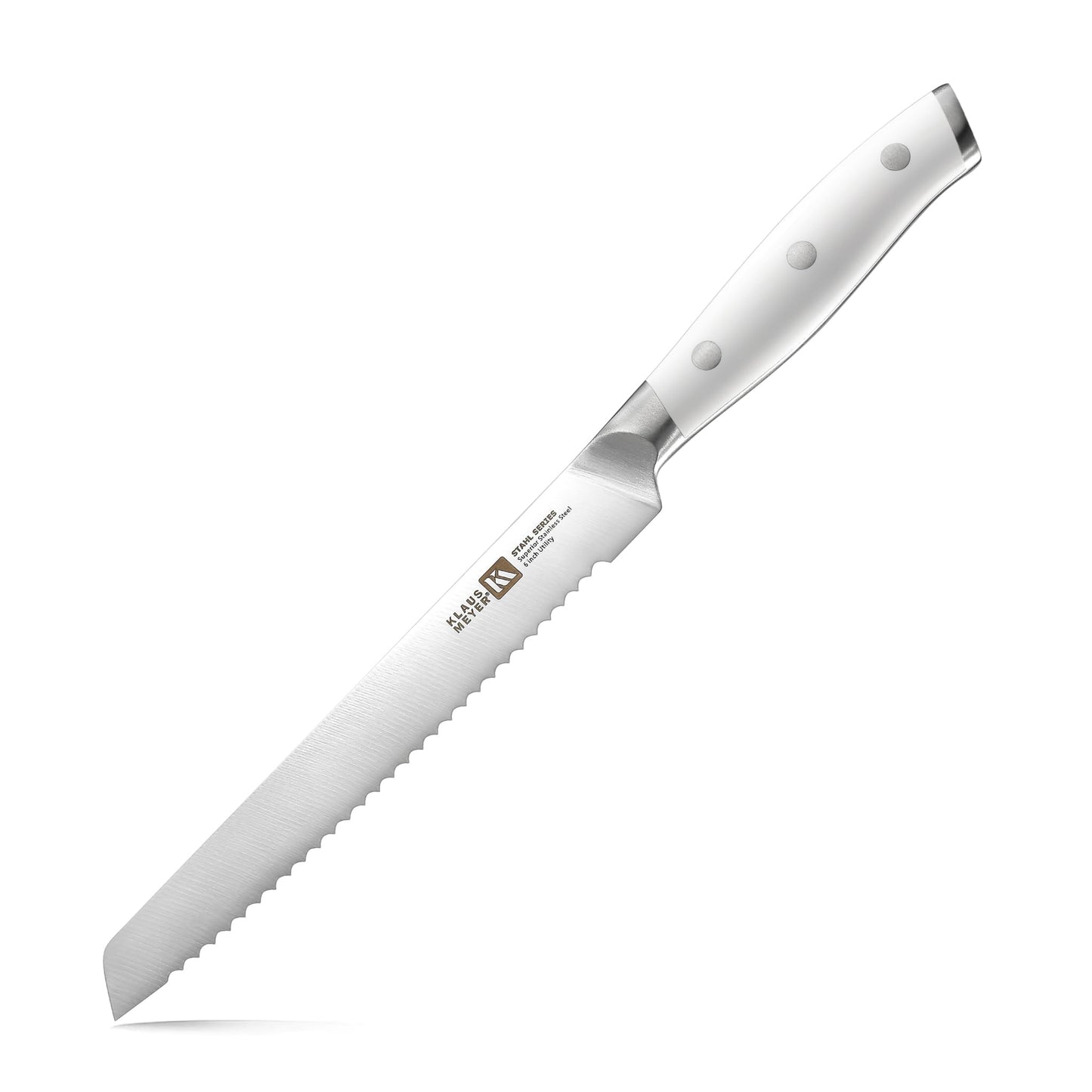 Klaus Meyer 6 Inch Serrated Utility Knife, Bread and Tomato Knife(Black)