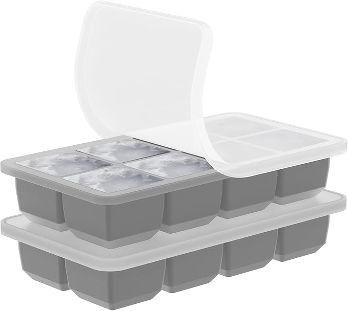2 Pack Silicone 2 Inch Large Ice Cube Molds for Cocktails Wine Fruit and Bourbon Whiskey Easy Release Ice Cube Tray with Lid Ideal for Cold Drinks and Entertaining Gatherings