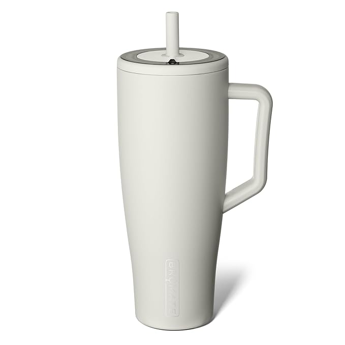 BrüMate Era 40 oz Tumbler with Handle and Straw | 100% Leakproof Insulated Water Bottle Tumbler with Lid and Flexible SoftSip Straw | Made of Stainless Steel | Cup Holder Friendly | 40oz (Dune)
