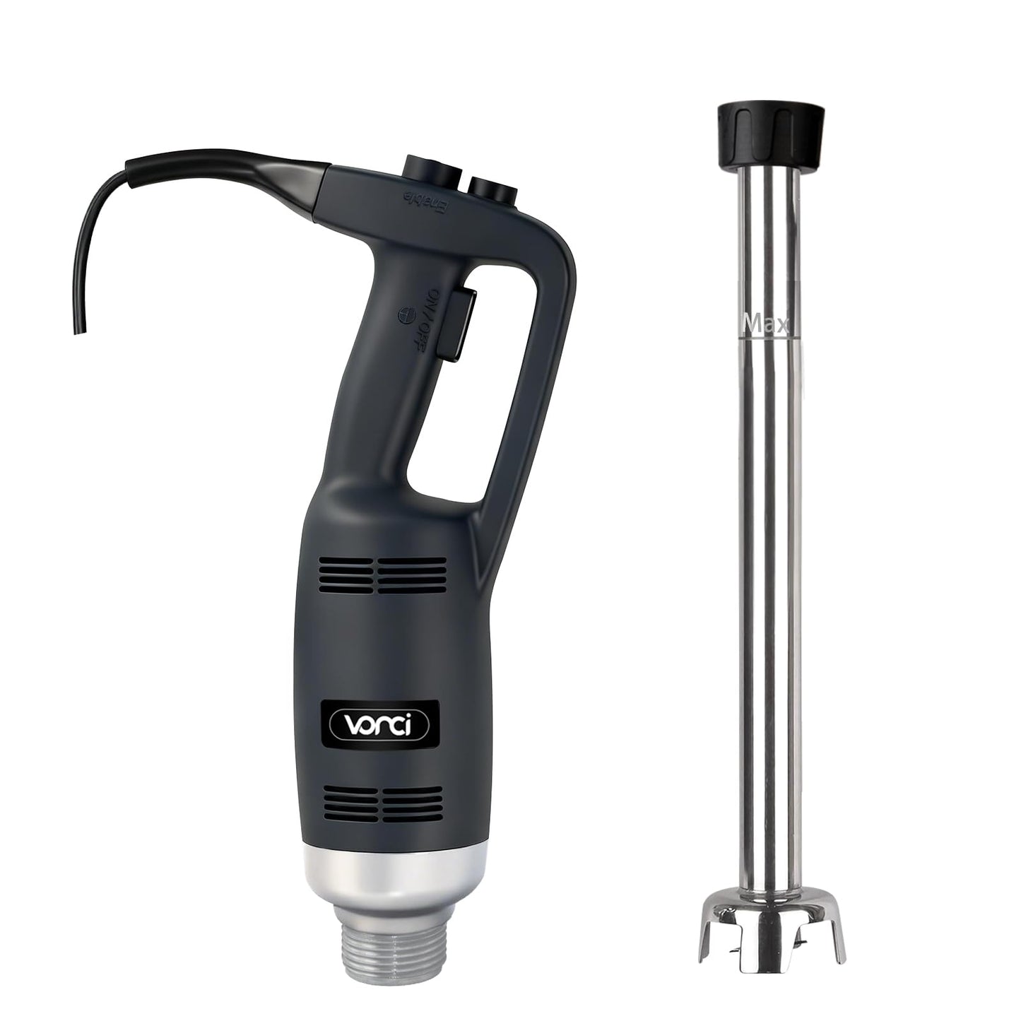 VONCI 500W Commercial Immersion Blender, 12" SUS 304 Removable Shaft, Heavy Duty Power Hand Mixer with Variable Speed 6000-20000RPM, Professional Electric Stick Blender for Restaurant Kitchen Use.
