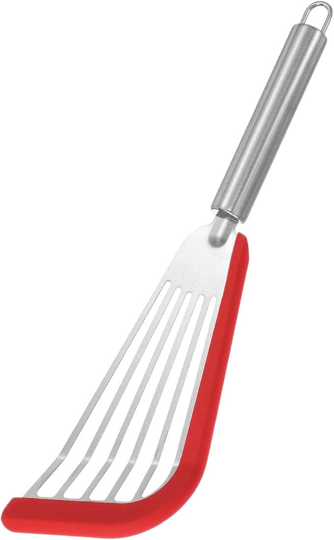 uxcell Stainless Steel Fish Spatulas with Handle Kitchen Cooking Spatula for Egg, Fish, Pancake Black