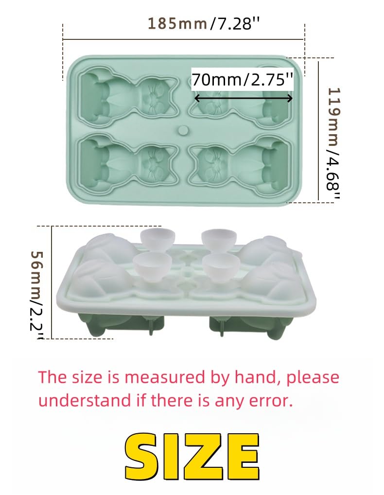 UIVXXUD Cute 3D Cat Ice Mold, Kitty Ice Cube Tray Popsicle Molds (Green)