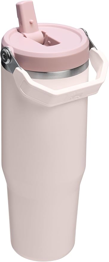 STANLEY IceFlow 2.0 Flip Straw Tumbler with Handle 30 oz | Twist On Lid and Flip Up Straw | Leak Resistant Water Bottle | Insulated Stainless Steel | BPA-Free | Rose Quartz