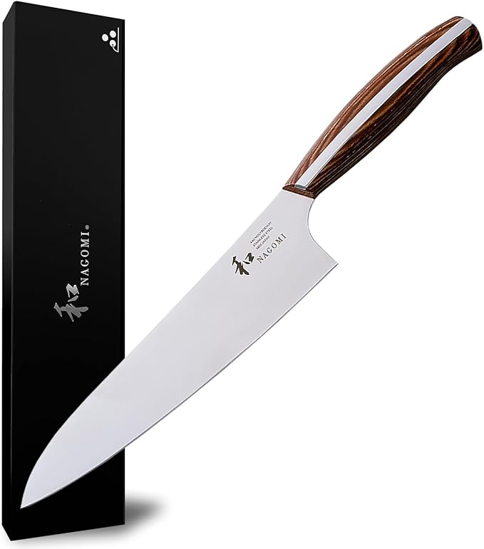 [NAGOMI] 8 inch Serrated Bread Knife, Stainless Steel HRC58 Ultra-sharp Serrated Blade Bread Knife For Homemade Bread | Black Stylish Gift Box