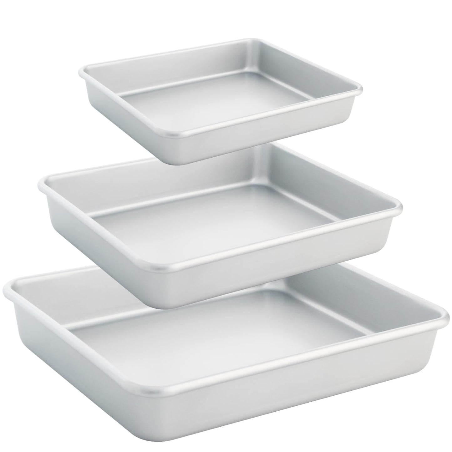 Barlket Rectangle Cake Pans, Deep Baking Pans Set Nonstick, Thicked, Black