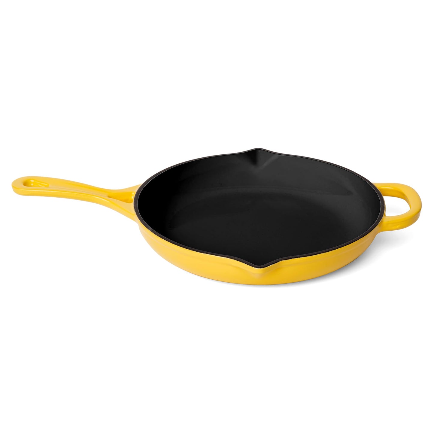 Larder & Vine Enameled Cast Iron Skillet | 10.25 inch Skillet | Saute Pan with Pour Spouts | Enamel Coated Cast Iron | Compatible on All Cooktops & Oven Safe to 500 F | Cabernet
