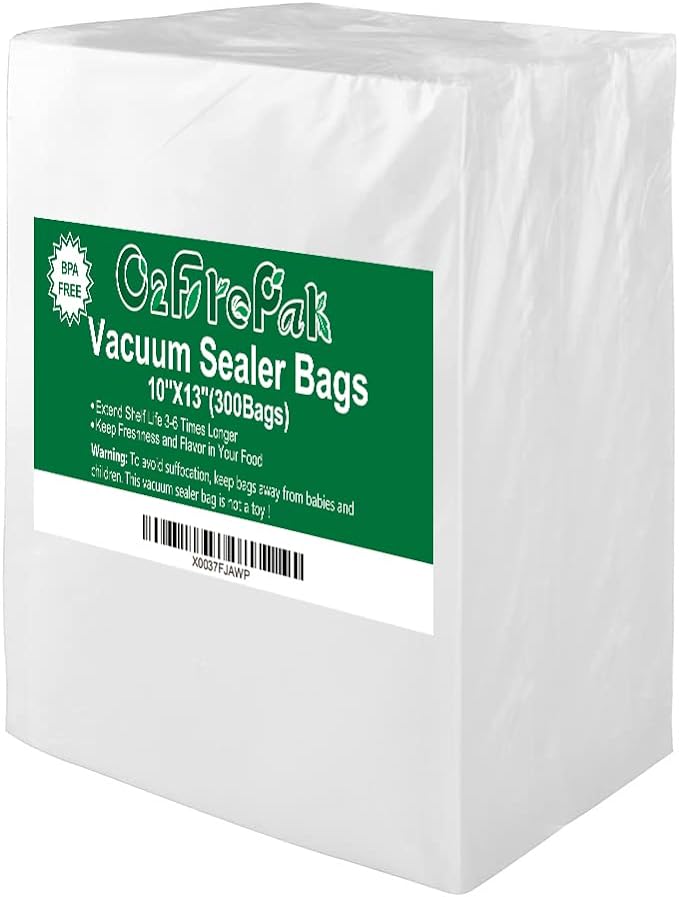 O2frepak Plus Quart 10"x13" Vacuum Sealer Bags 300ct for Food Storage